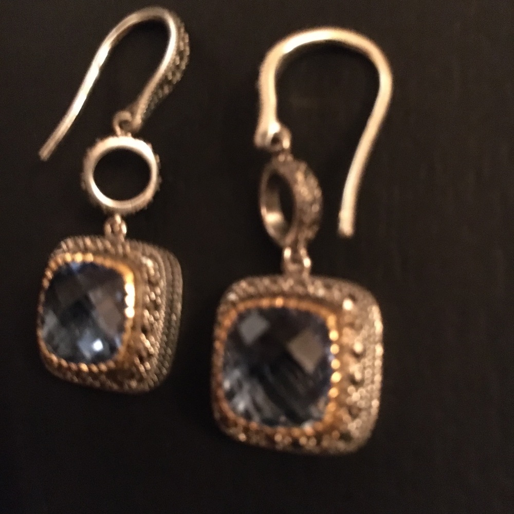 London Blue Topaz marcasite sterling earrings